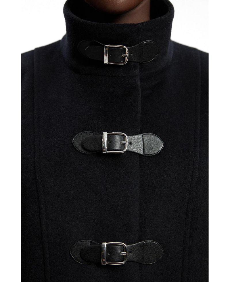 Women's Brushed Wool Buckle Detail Short Coat