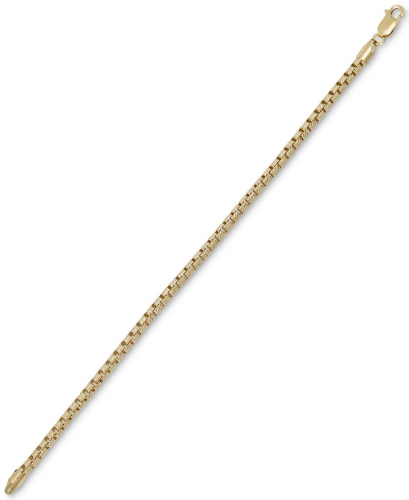 Box Link Chain Bracelet in 14k Gold-Plated Sterling Silver