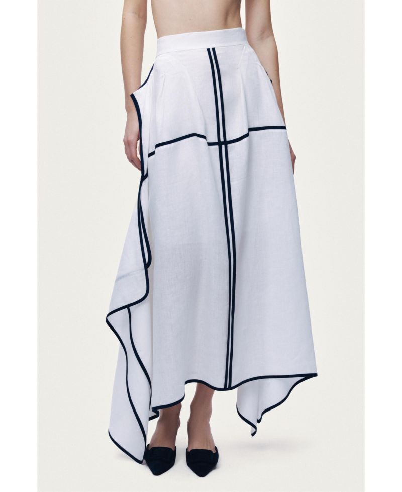 Women's Linen High-Waisted Asymmetric Hem Skirt