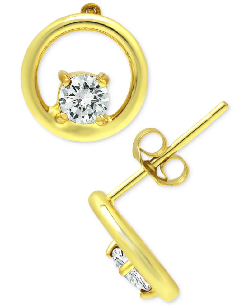 Cubic Zirconia Circle Stud Earrings