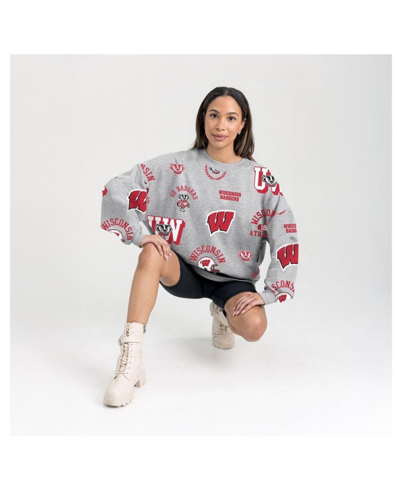 Women's Gray Wisconsin Badgers Always on Repeat Fleece Sweatshirt