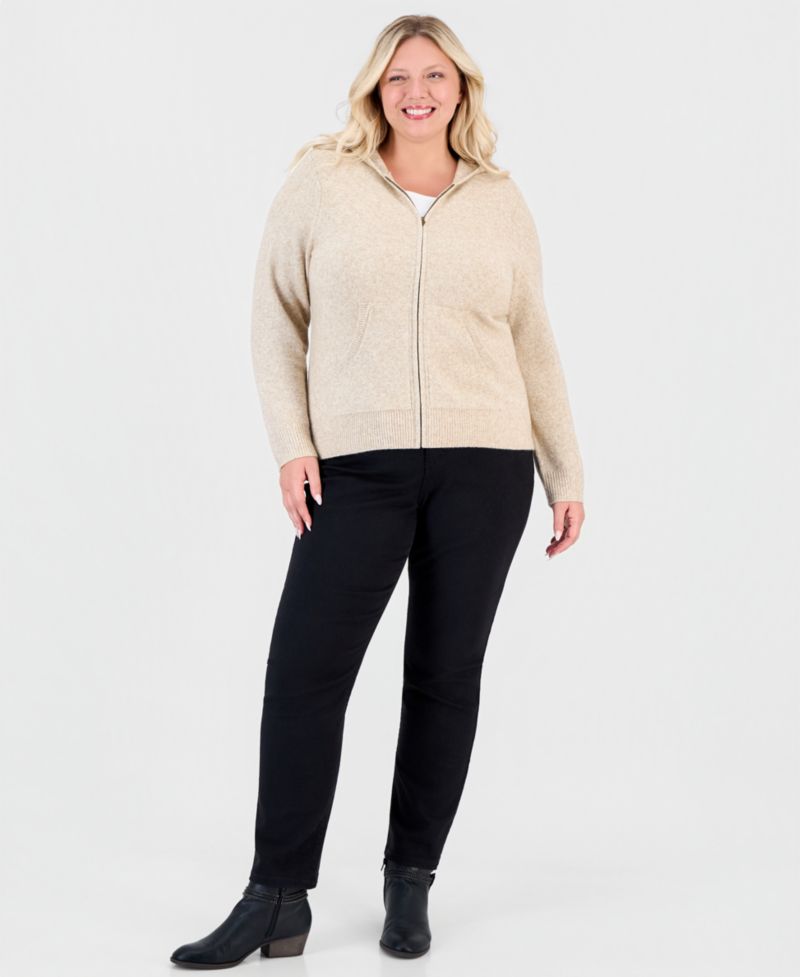 Petite Luxsoft Full-Zip Hoodie Sweater,