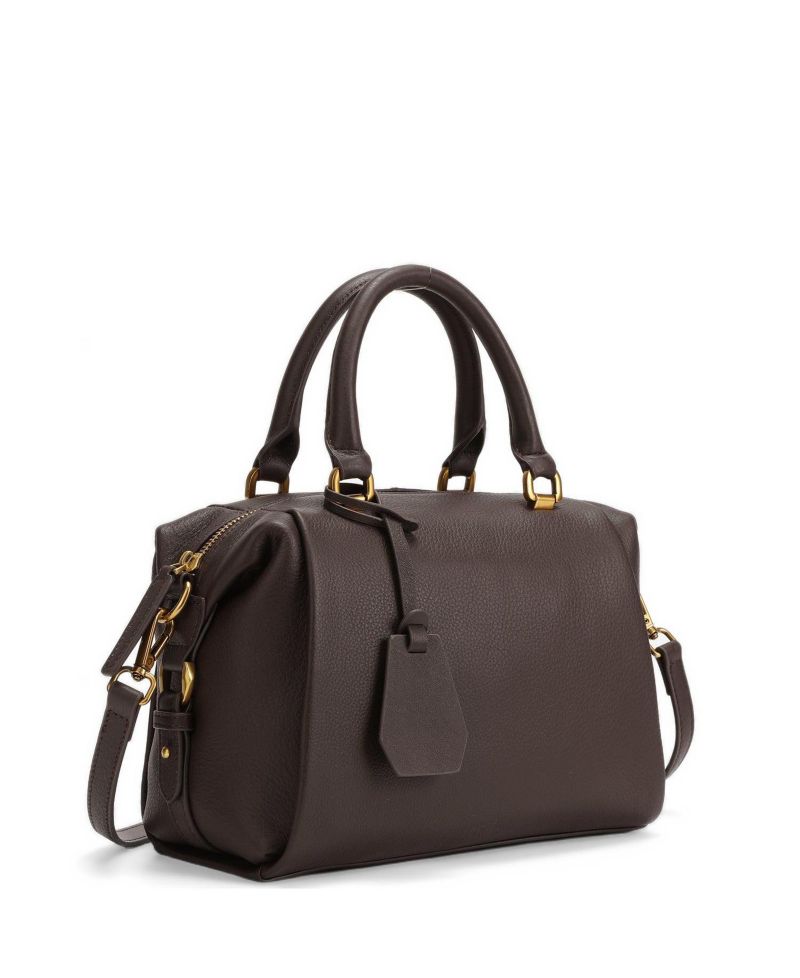 Quinn Women's Pebbled Leather Boston Bag Structured Doctor Bag Top Handle Satchel Crossbody Bowling Handbag