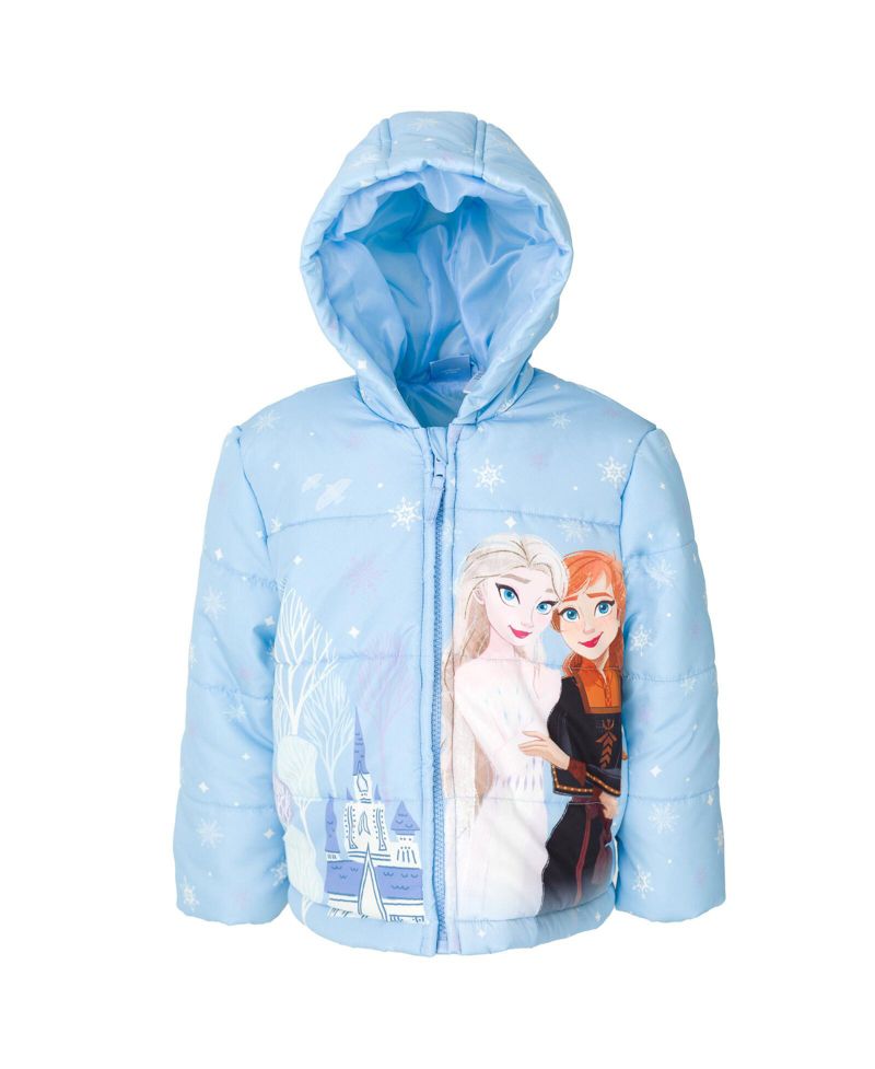 Toddler Girls Frozen Zip Up Puffer Jacket to (2T - 7-8)