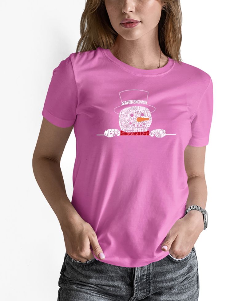 Women's Peeking Snowman Word Art Pullover Top