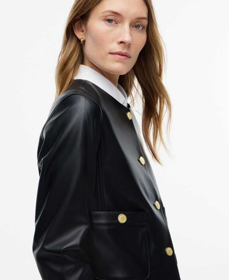 Women's Faux Leather Long-Sleeve Jacket