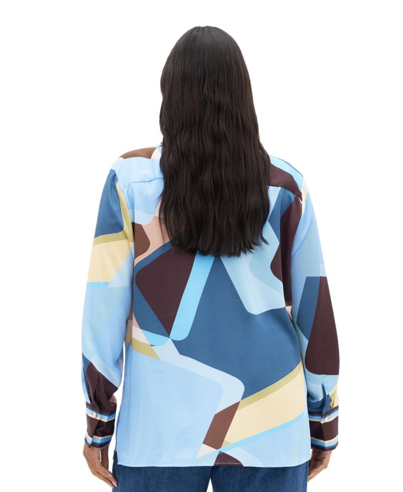 Plus Size Amaya Abstract-Print Long-Sleeve Button-Up Shirt