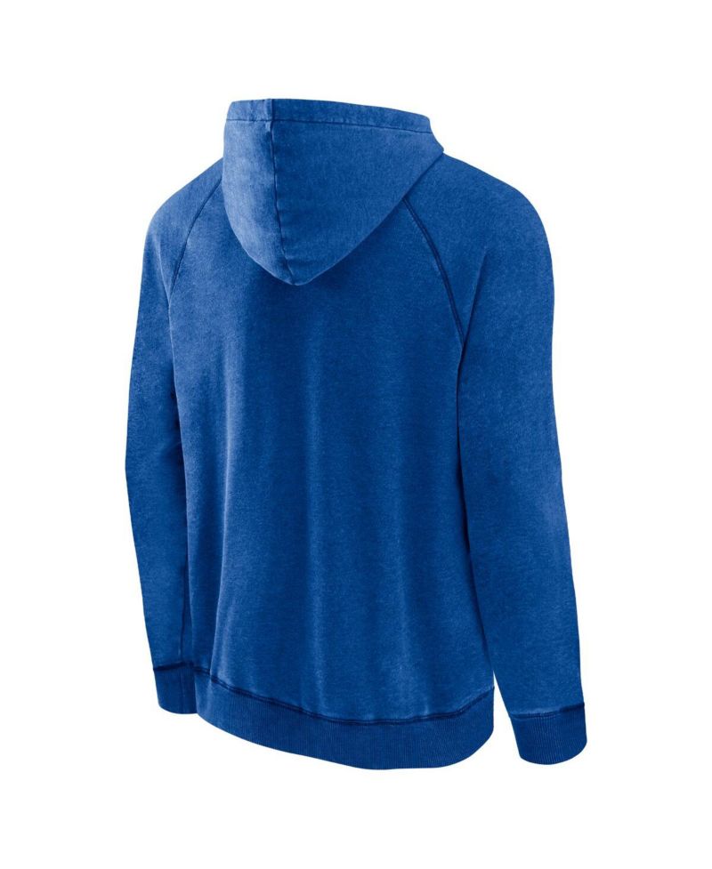 Men's Heather Blue Distressed Orlando Magic Foul Trouble Snow Wash Raglan Pullover Hoodie