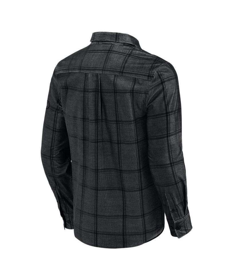 Darius Rucker Collection by Men's Black New Orleans Saints Micro Corduroy Plaid Button Up Shirt