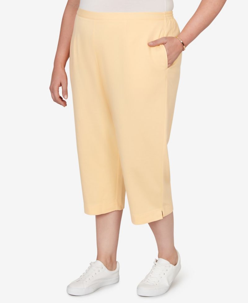Plus Size Classic Everyday French Terry Flat Front Capri Pants
