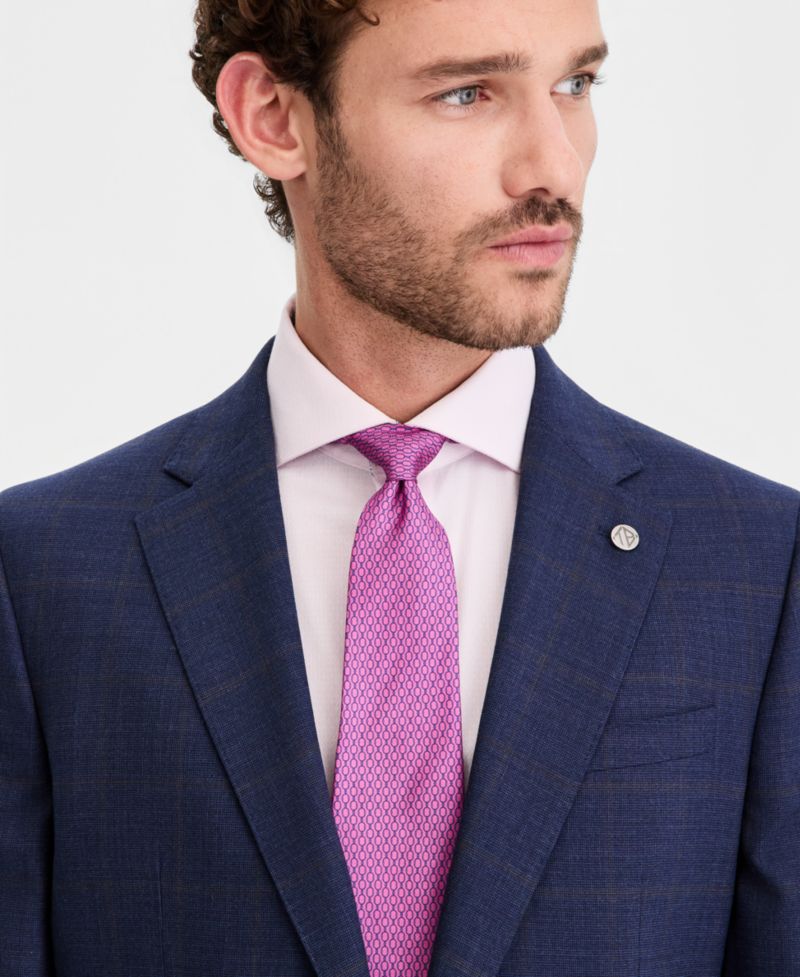 Men's Modern-Fit Wool-Blend Windowpane Suit Separates Jacket