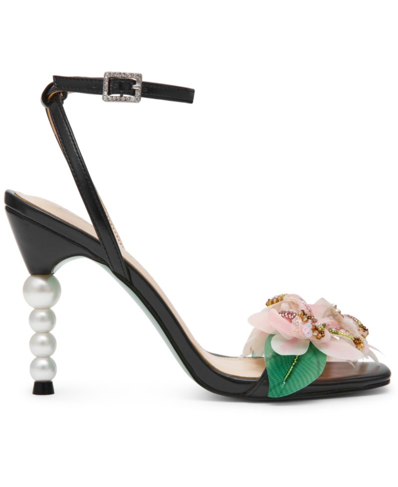 Women's Kasie Floral Imitation Pearl Heel Dress Sandals