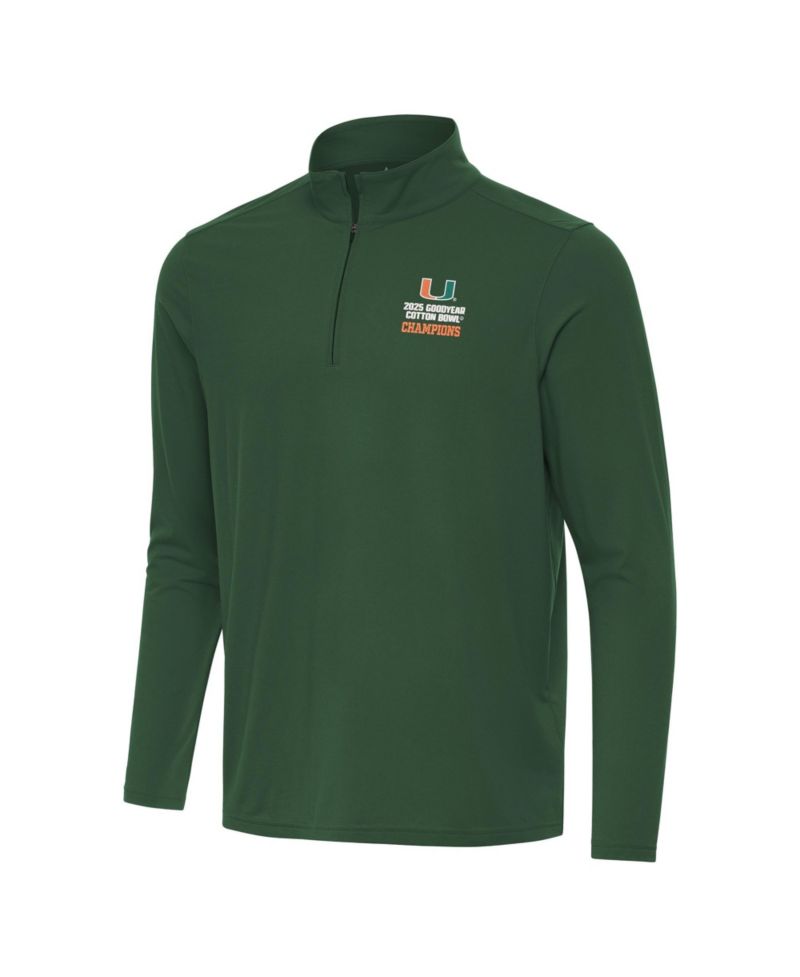 Men's Green Miami Hurricanes College Football Playoff 2025 Cotton Bowl s Intent Quarter-Zip Pullover Jacket