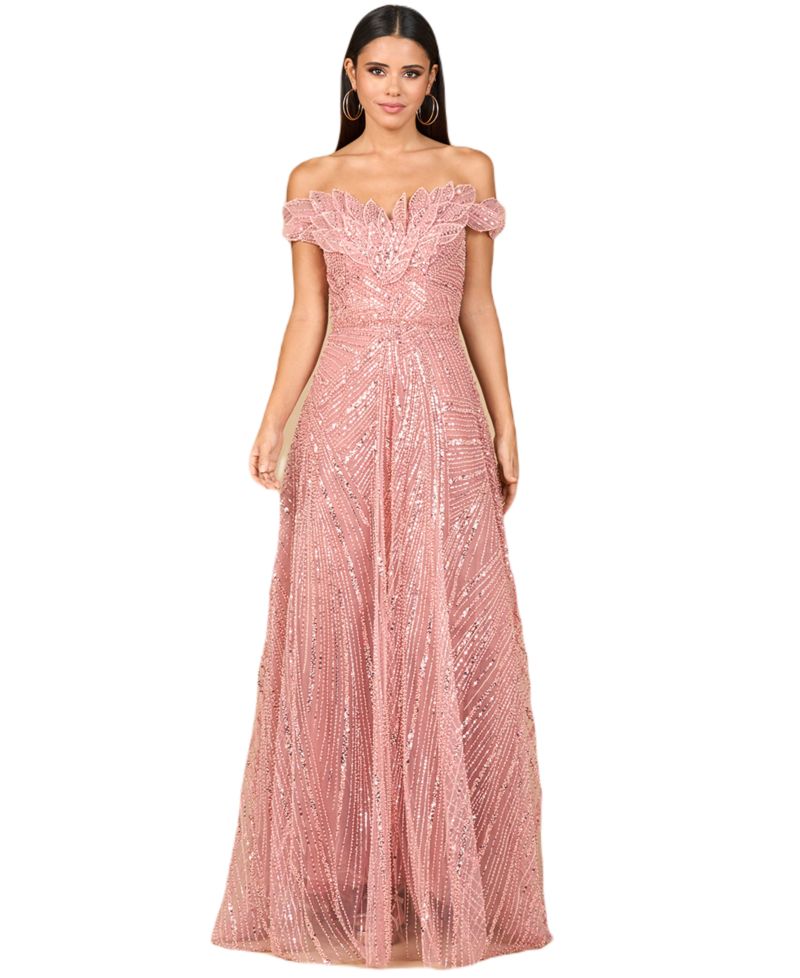 Women's Off Shoulder Beaded Ballgown