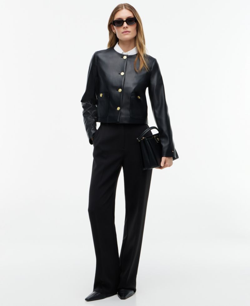 Women's Faux Leather Long-Sleeve Jacket