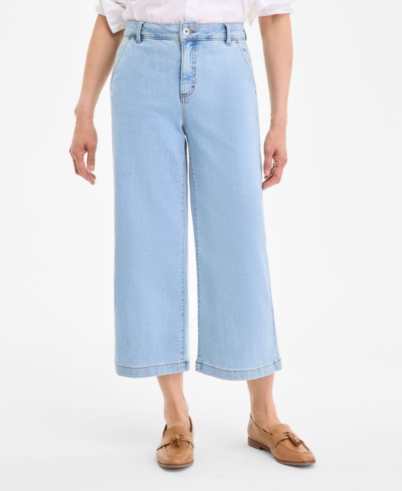 Petite High-Rise Wide-Leg Crop Jeans