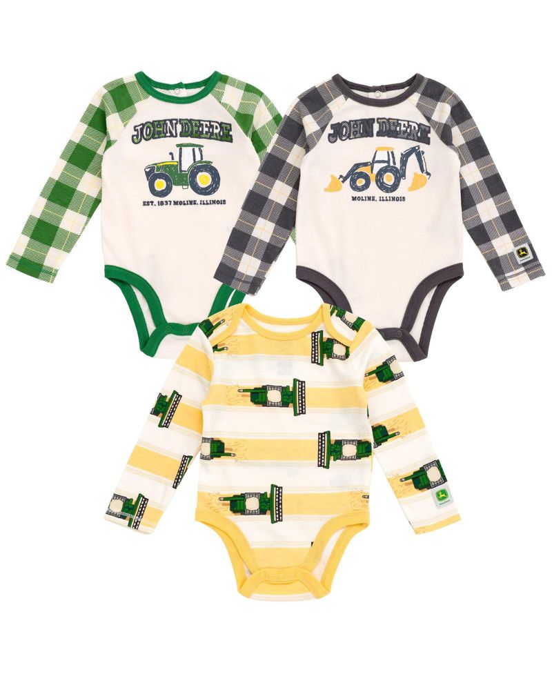 Baby Boys ( 3-6 9-12 ) 3-Pack Long Sleeve Bodysuits