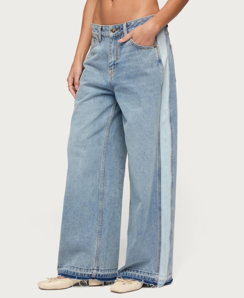 Women's Cailin Contrast Panel Low Rise Baggy Jeans
