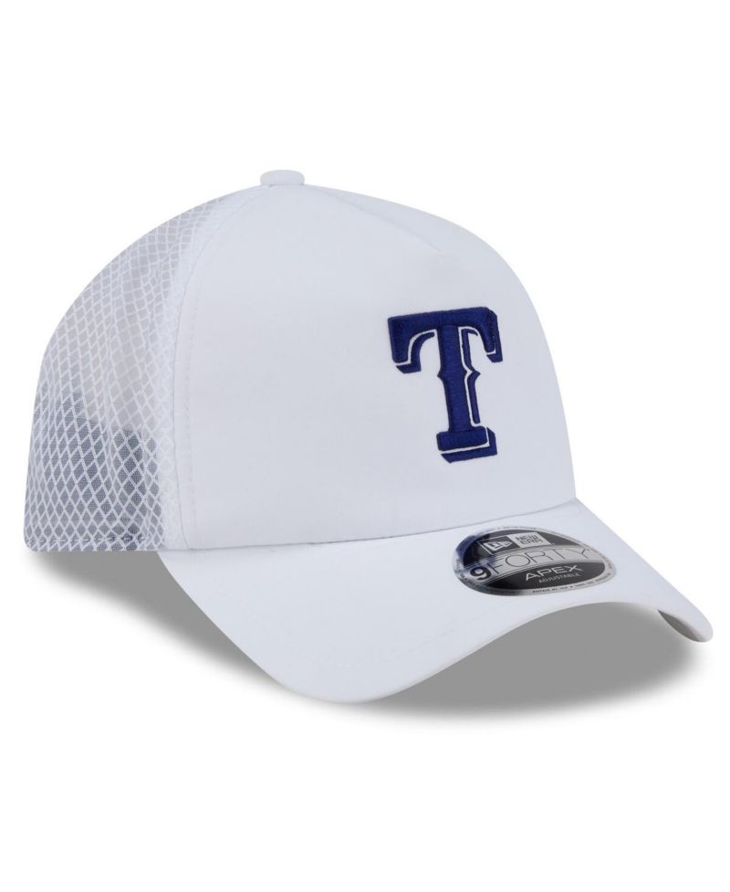 Men's White Texas Rangers 2026 Batting Practice Apex 9FORTY Adjustable Trucker Hat