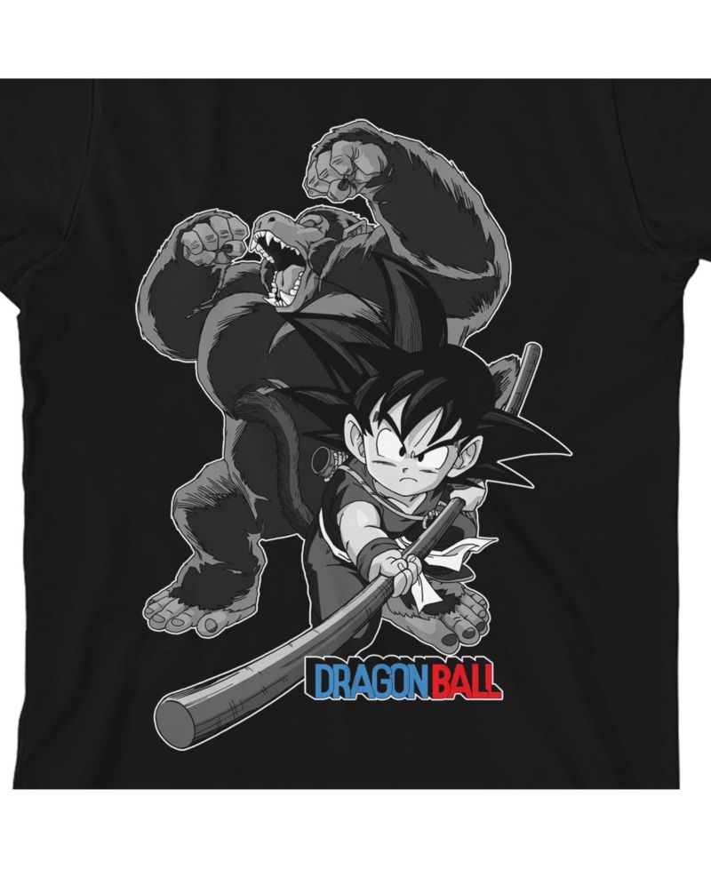 Dragon Ball Goku Giant Ape Transformation Crew Neck Short Sleeve Boy's Black T-shirt-XS
