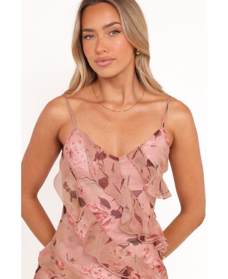 Women's Ciao Ruffles Maxi Dress - Pale Pink Floral