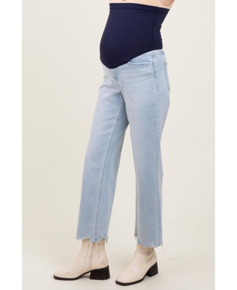 Women's Distressed Hem Slim Wide Leg Jeans