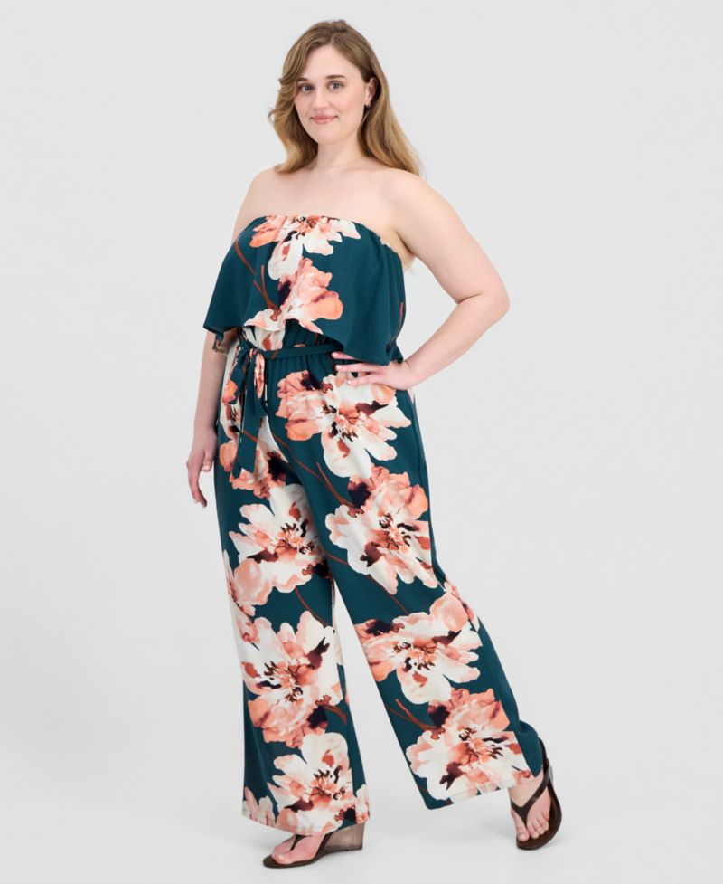 Trendy Plus Size Strapless Jumpsuit