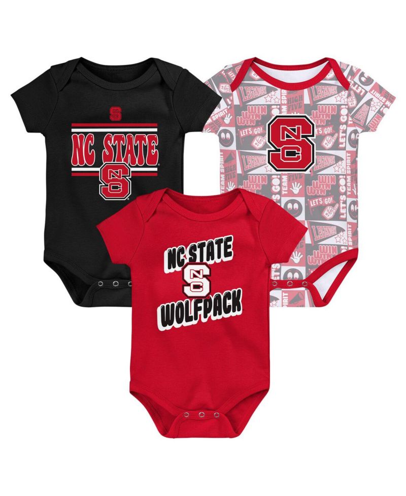Newborn 3-Pack Red NC State Wolfpack Sunday Comics Bodysuit Set