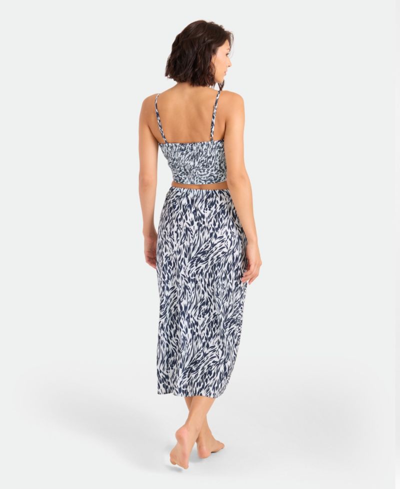 Women's Abstract Print Midi Swim Cover-Up Skirt
