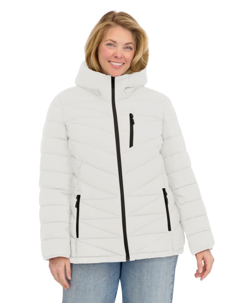 Plus Size Zip Front Short Packable Coat