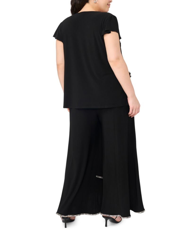 Plus Size Tulip Hem Rhinestone Detailed Pull-On Pants