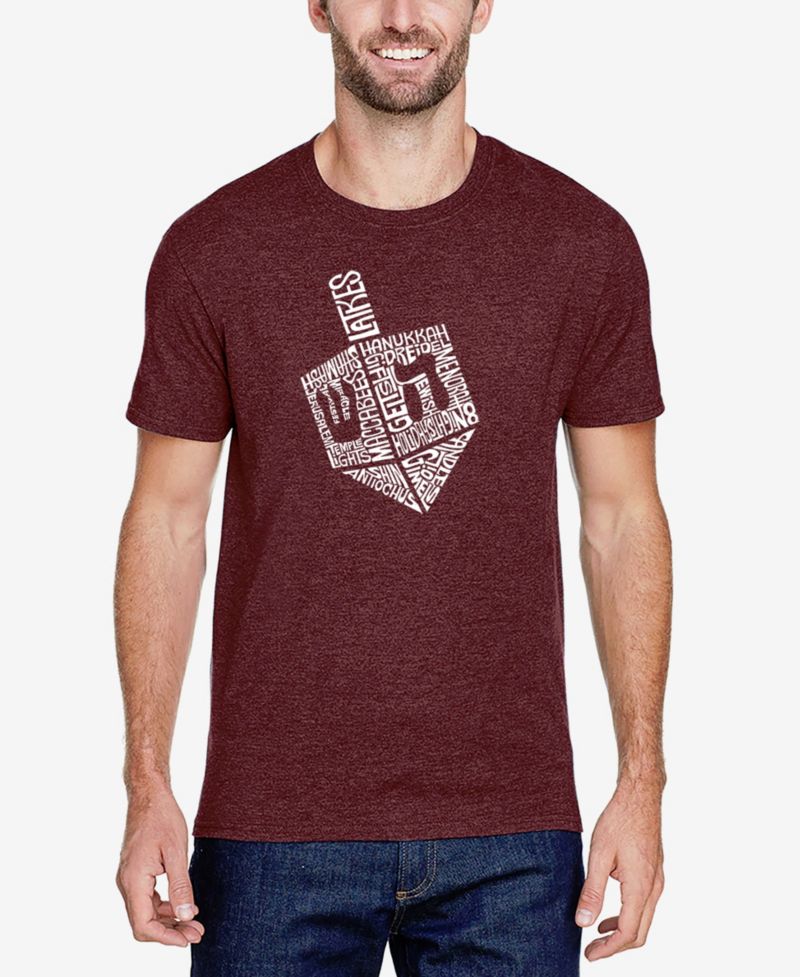 Men's Cotton/Poly Blend Word Art T-shirt - Hanukkah Dreidel