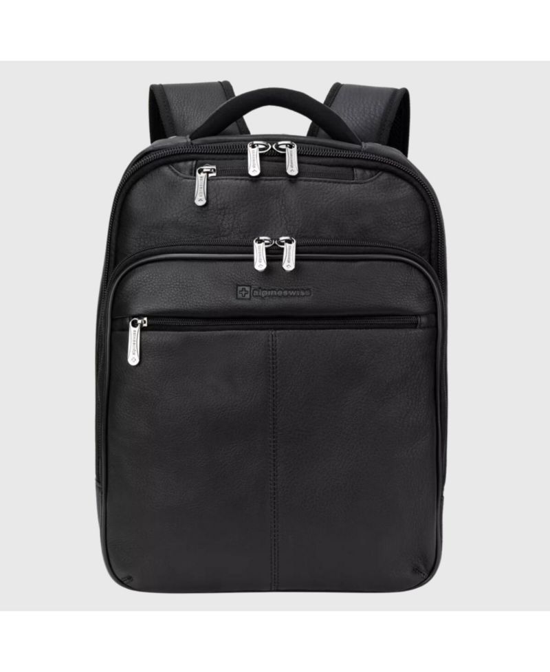 13” Laptop Travel Backpack Genuine Leather Slim Carry On Daypack