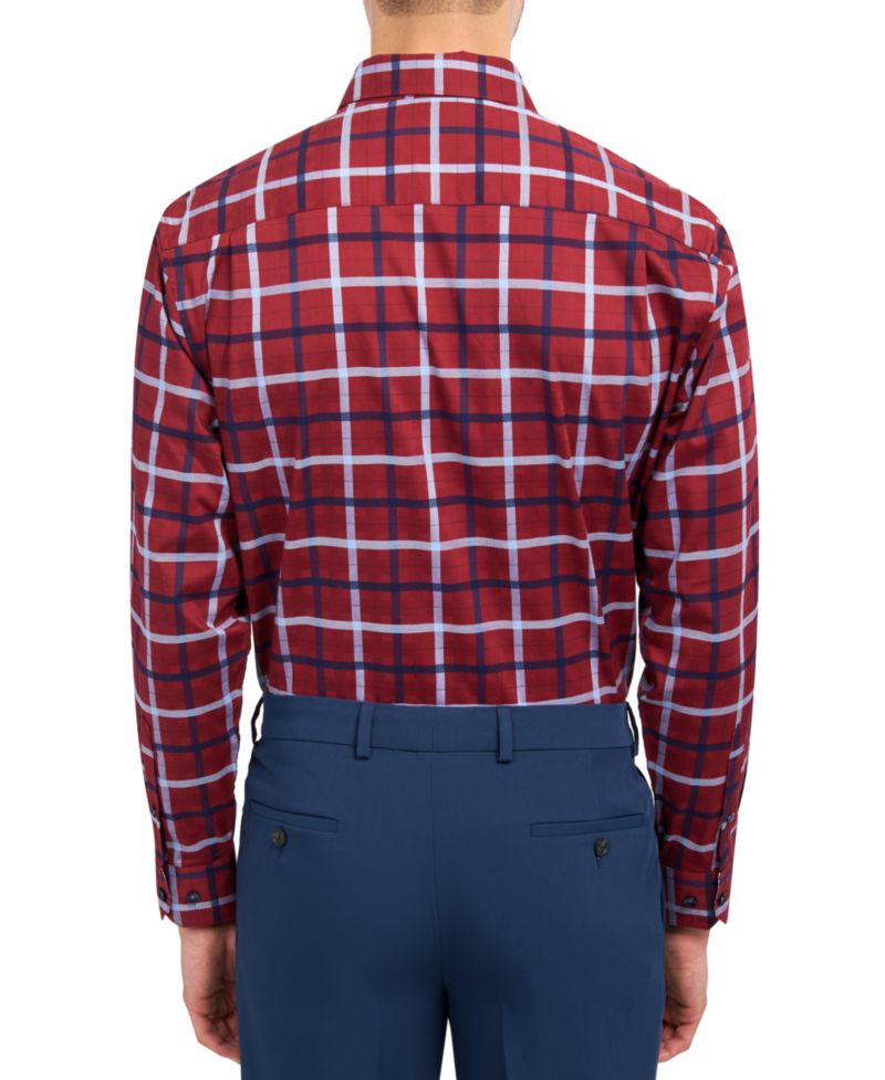 Men's Regular-Fit Windowpane Check Dress Shirt