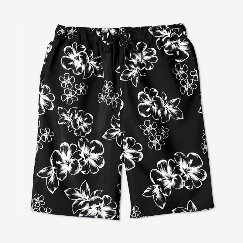 Men's Hibiscus Print 8" Swim Trunks