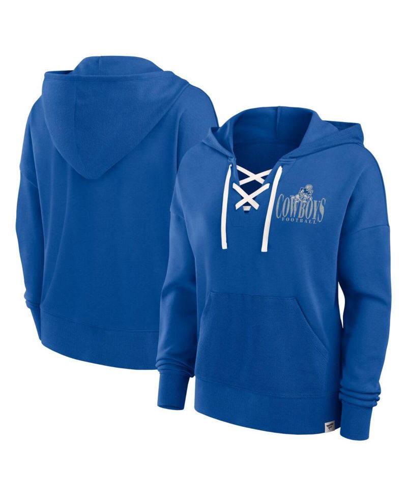 Women's Royal Dallas Cowboys Blitz Left Lace-Up Pullover Hoodie