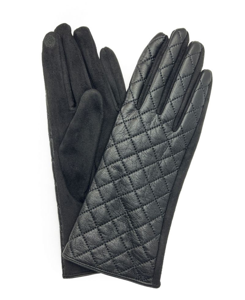 Women's Quilted Faux Leather Touchscreen Glove