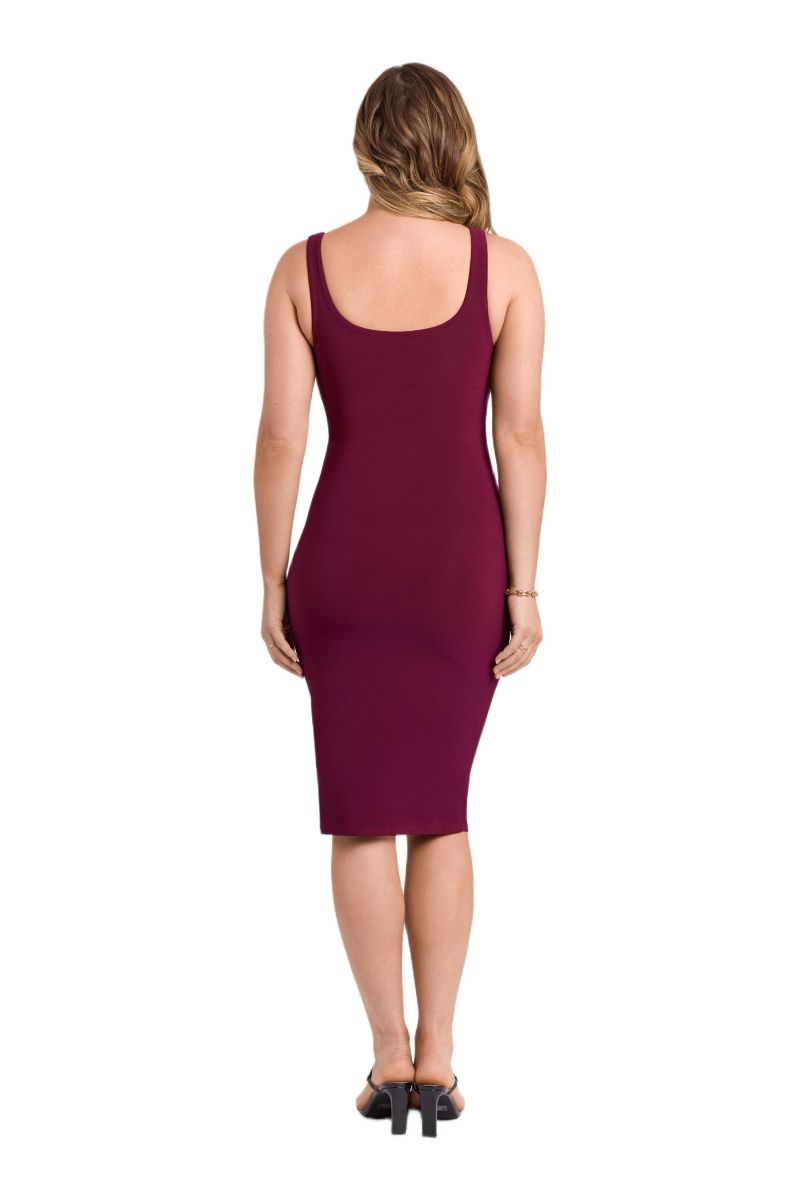 Women's Sculpting Shapewear Square Neck Tank Midi Dress
