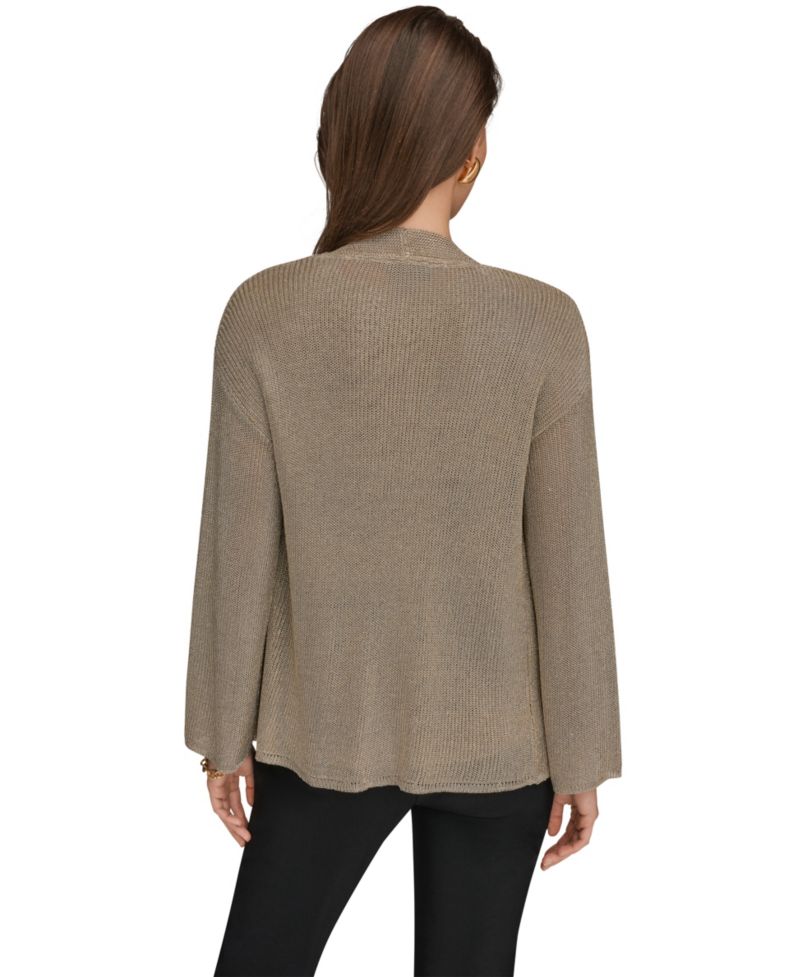 Women's Metallic V-Neck Long-Sleeve Cardigan
