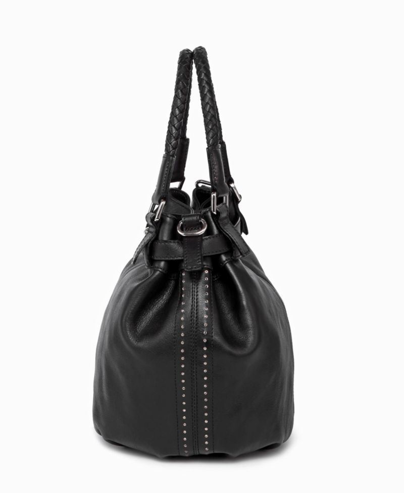 Pumpkin Small Leather Crossbody Bucket Bag