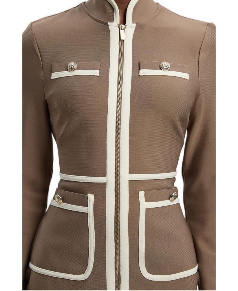Women's Bandage Military Piping Mini Dress