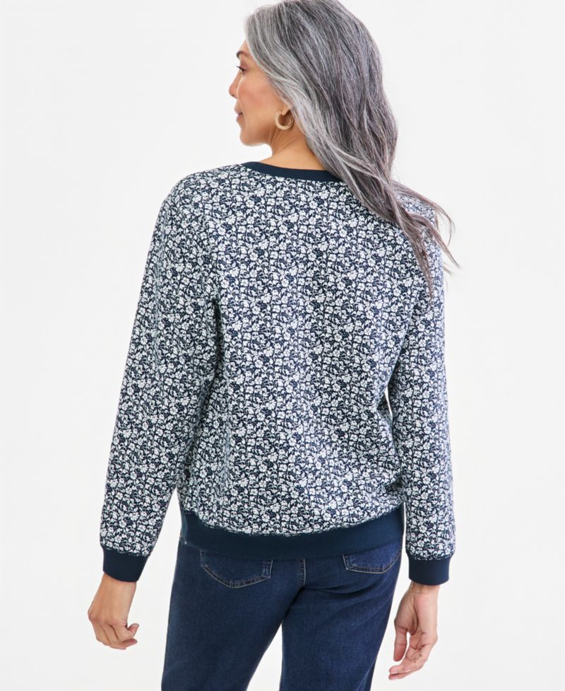 Women's Printed Long-Sleeve Crewneck Sweatshirt