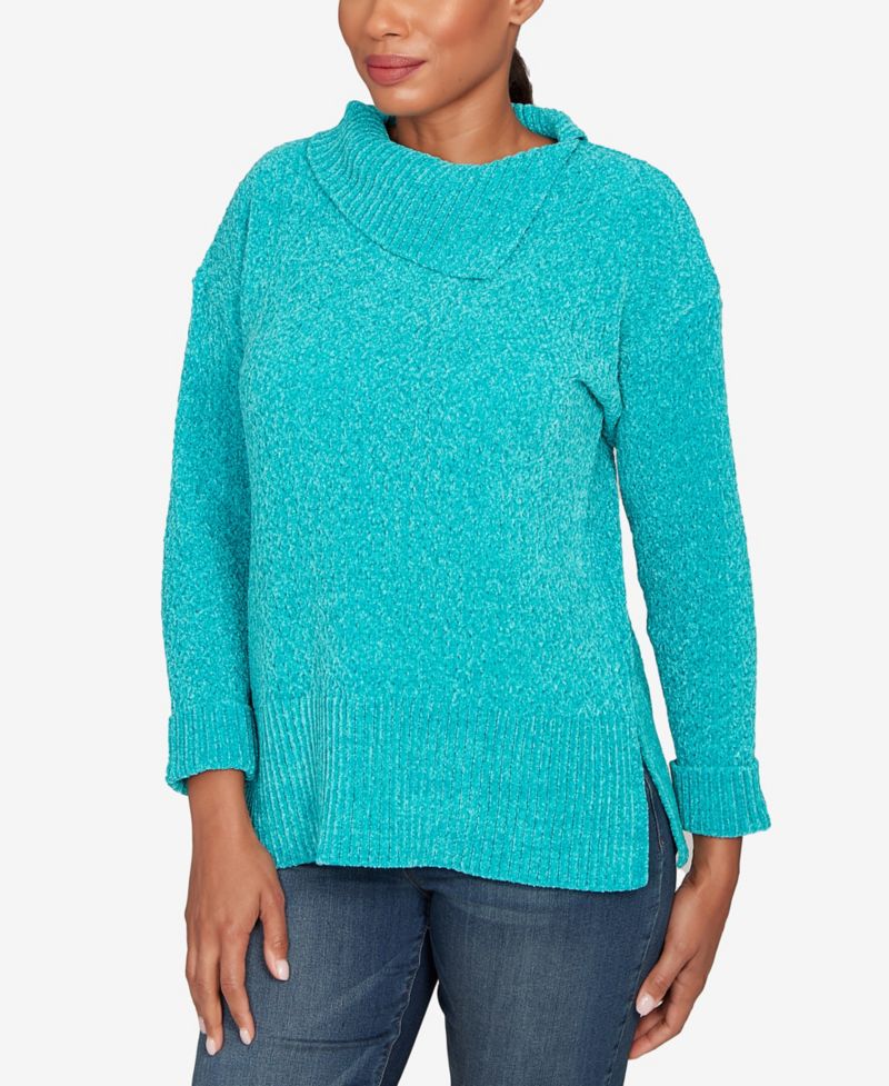 Petite Split Cowl Chenille Pullover Sweater