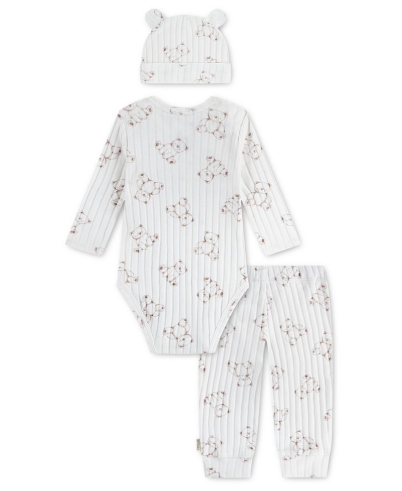 Baby Boys' and Baby Girls' Babywear Long-Sleeve Bodysuit, Pants and Hat, 3-Piece Set