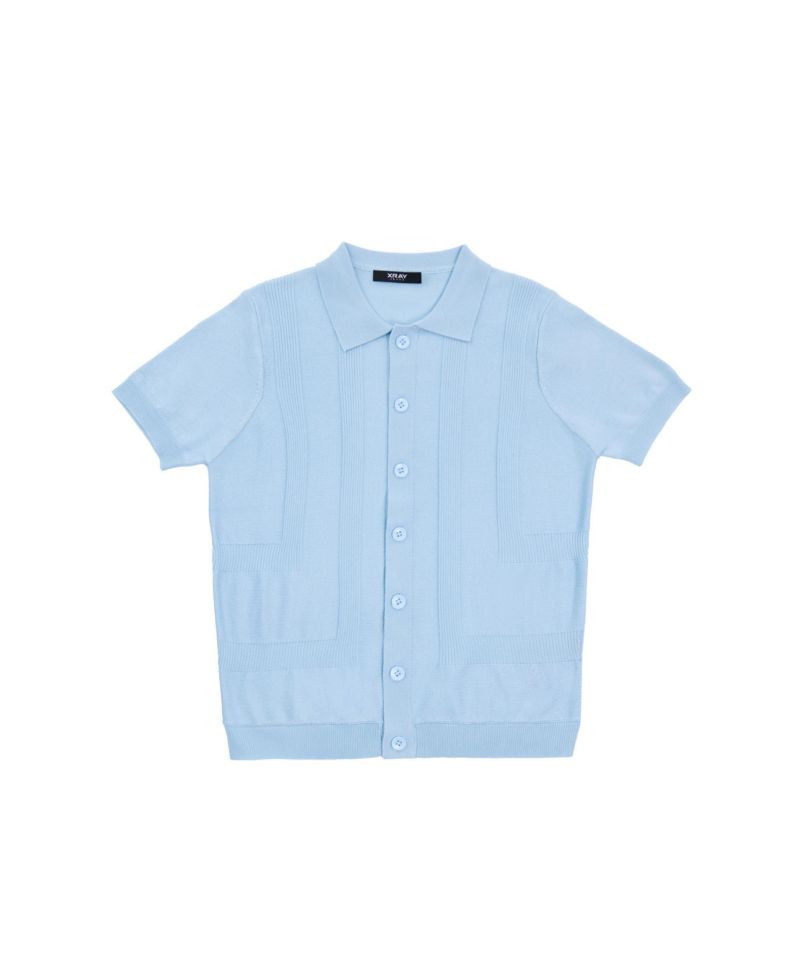 Boys Boy's Size 4-18 Button-Up Short Sleeve Sweater Shirt