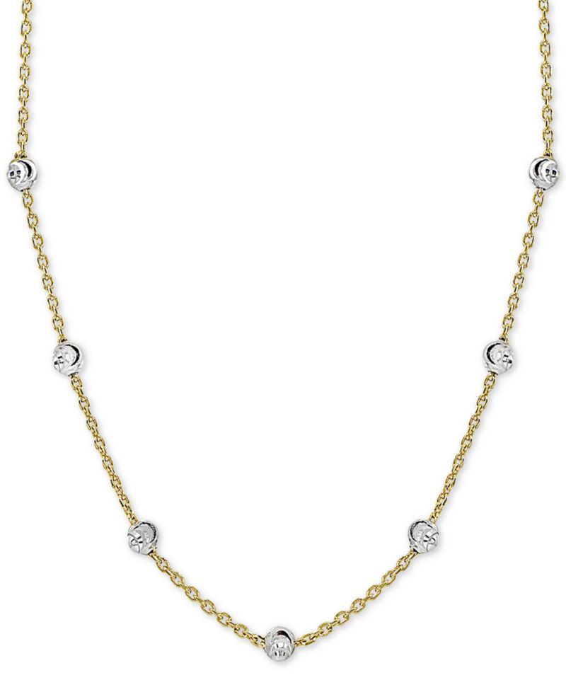 Beaded Station Chain Necklace in 18k Gold-Plated Silver