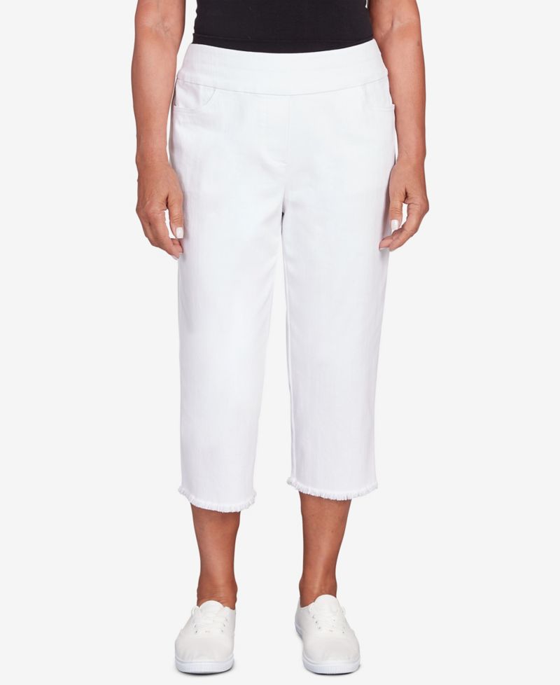 Women's Classic Super Stretch Denim Fringe Capri Pants
