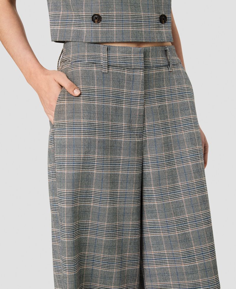 Women's Matteo Wide-Leg Plaid Trousers