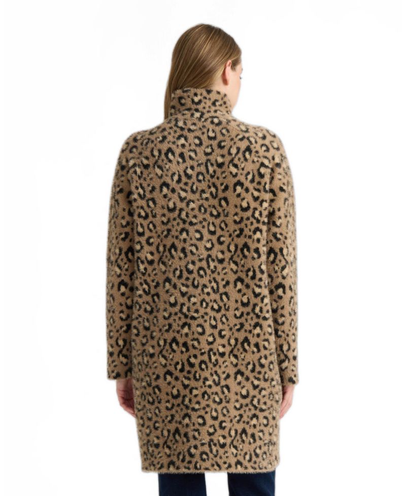 Women's Eyelash Raglan Sleeve Coatigan with Stand Collar