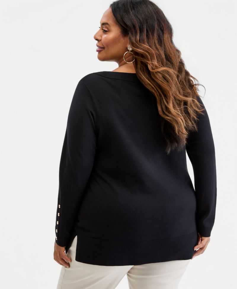 Petite Boat Neck Long-Sleeve Sweater